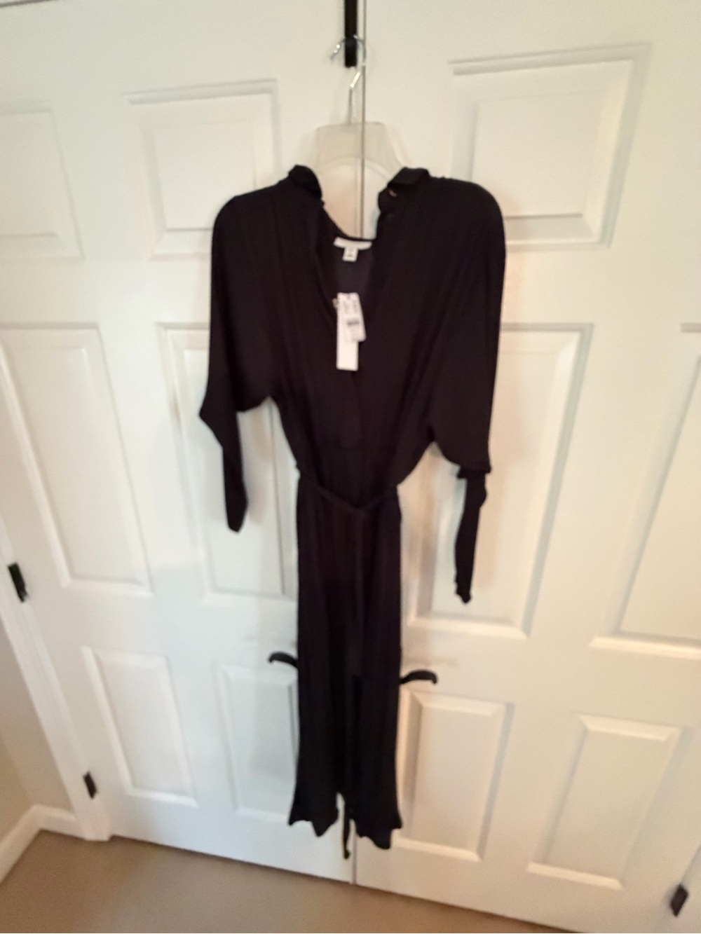 Topshop Black Midi Dress with Tie Waist